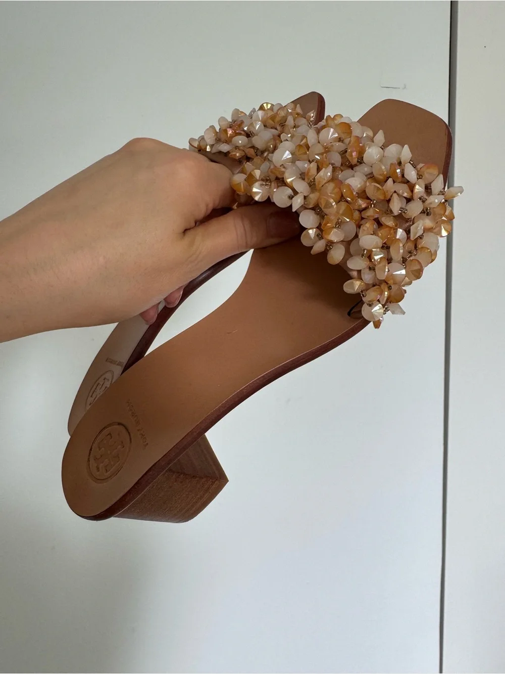 Tory Burch Embellished Beaded Heeled Sandals – Size 6.5